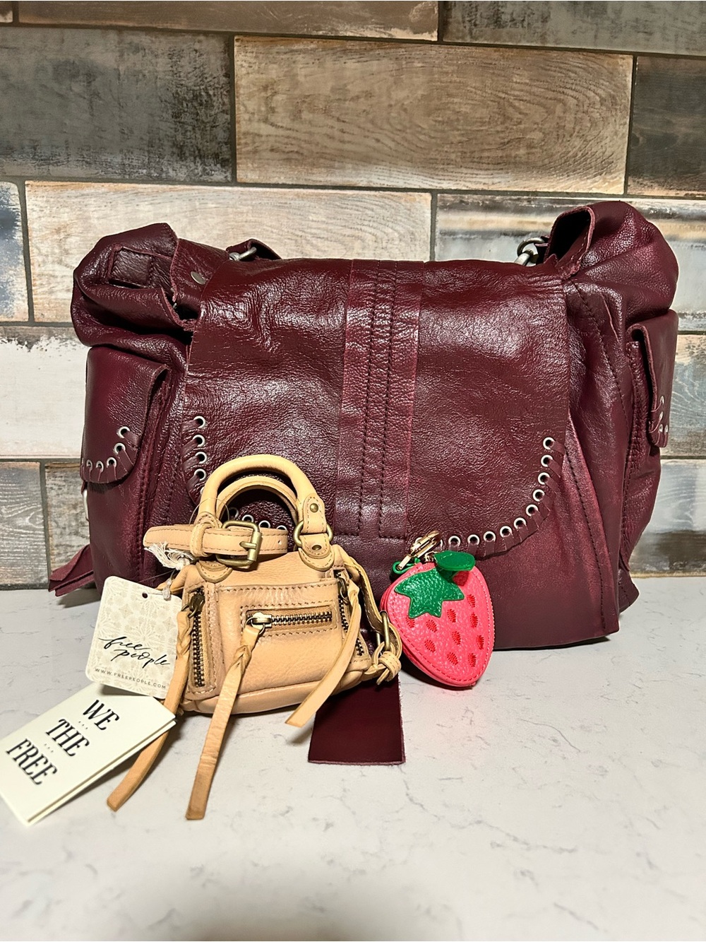 We The Free Leigh Distressed Hobo-Blackberry w/ Micro Emerson & Strawberry Charm - Picture 11 of 16